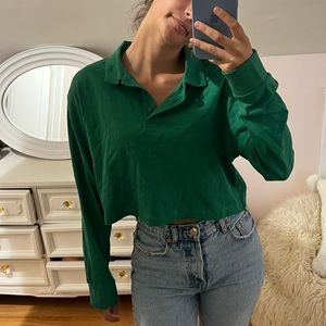 Green Zara Cropped Button Down